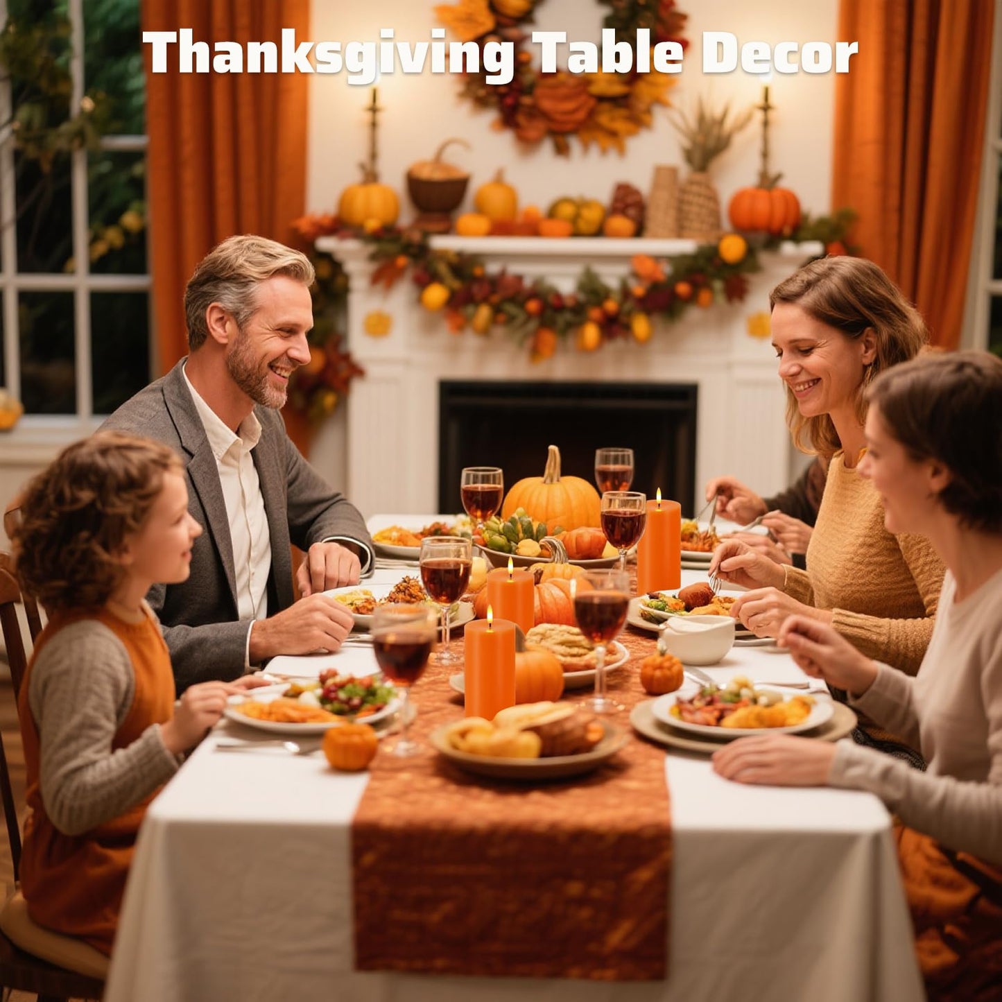 Orange Flameless Candles, Set of 2 7"x3" Flickering LED Candles with Remote & Timer, Dimmable Electric Pillar Candles Battery Operated, Candles Light for Fall Thanksgiving Halloween Decor (Orange)