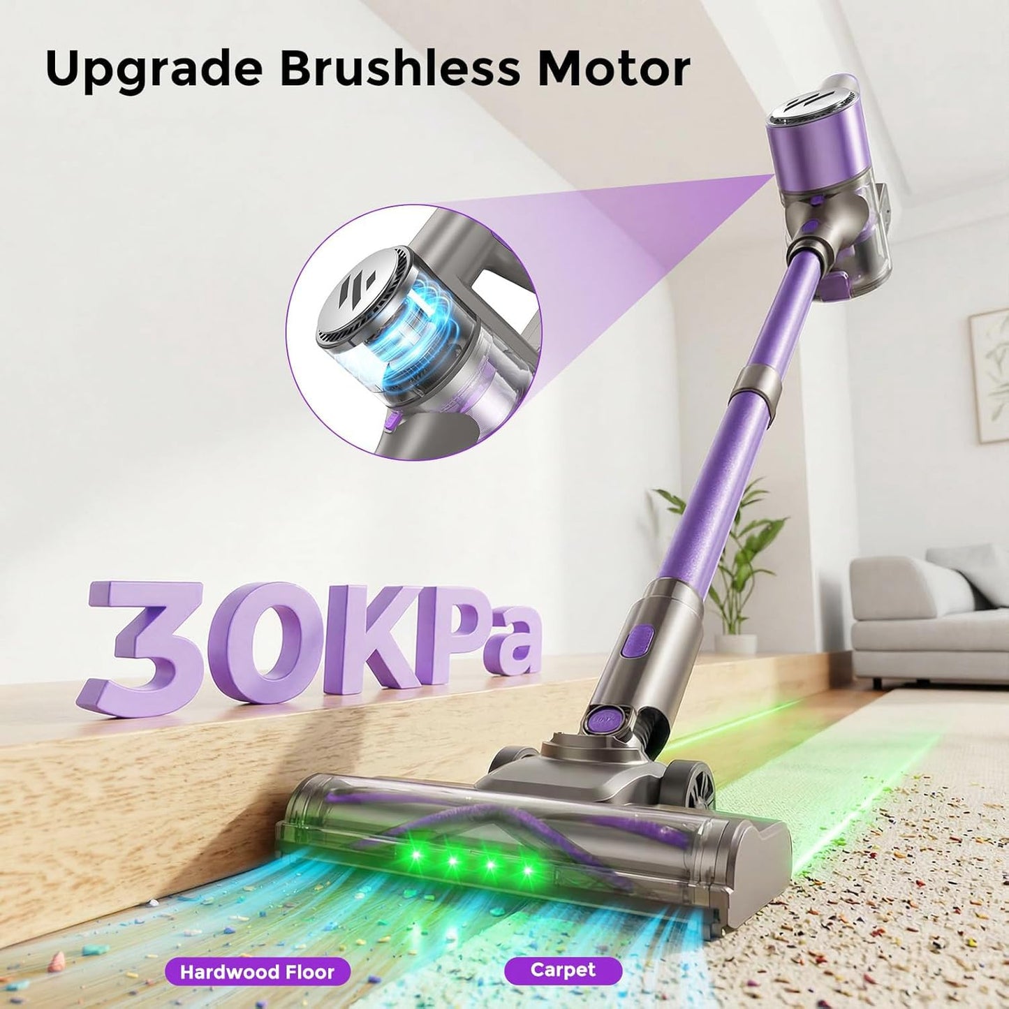 MBTTODF Vacuum Cleaner for Home,Stick Vacuum with Self-Standing and Touch Screen,Hardwood Floor Vacuum for Pet Hair,Tile
