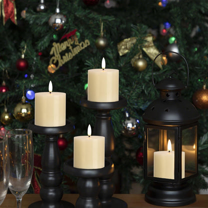 SEHNSY Ivory Flameless Candles Set of 3, 3x3 Real Wax LED Candles with Remote & Timer, Safe Battery Operated Candlelight for Homes with Kids & Pets, Warm Ambient Lighting for Home Decor