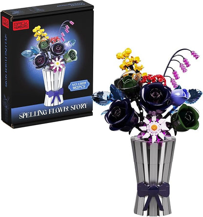 Flowers Bouquet Building Set 982 PCS Multiple Rose Botanical Collection Kit Artificial Flowers Botanical Collection DIY Unique Home&ampOffice Bonsai Decoration Gift for Valentine's Day Christmas