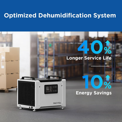 Moiswell 70 Pints Commercial Dehumidifier with Pump, Portable Crawl Space Dehumidifiers for Basement and Home, Energy Star Efficient Certified, Automatic Defrost | MOISWELL Defender ME-7S