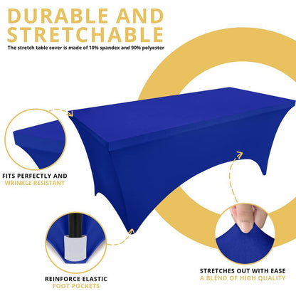 Utopia Kitchen Spandex Tablecloth 2 Pack [6FT, Royal Blue] Tight, Fitted, Washable and Wrinkle Resistant Stretch Table Cloth Rectangle Cover for Trade Show, Weddings & Parties [72Lx30Wx30H Inch]