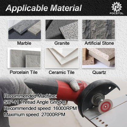 Mini Diamond Engraving Saw Blade - FOCSTOL 5pcs 1-9/16 Inch(40mm) Cutting Disc with 1pc 5/8''-11 Thread Flange for Marble Granite Artificial Stone Porcelain Tile Ceramic