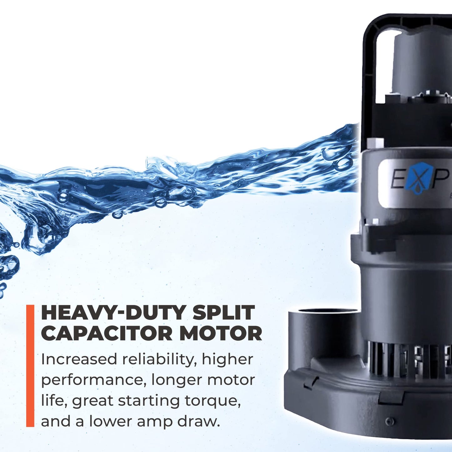 Barnes 130234A Model ESB33 Expel Submersible Sump Pump - High-Efficiency for Residential Use, Cast Iron Vortex Impeller, 1/3 HP, 45GPM, Integral Float Switch, 9-Foot Waterproof Cord, Black