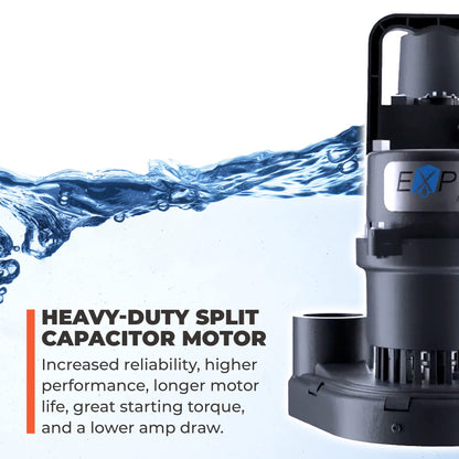 Barnes 130234A Model ESB33 Expel Submersible Sump Pump - High-Efficiency for Residential Use, Cast Iron Vortex Impeller, 1/3 HP, 45GPM, Integral Float Switch, 9-Foot Waterproof Cord, Black