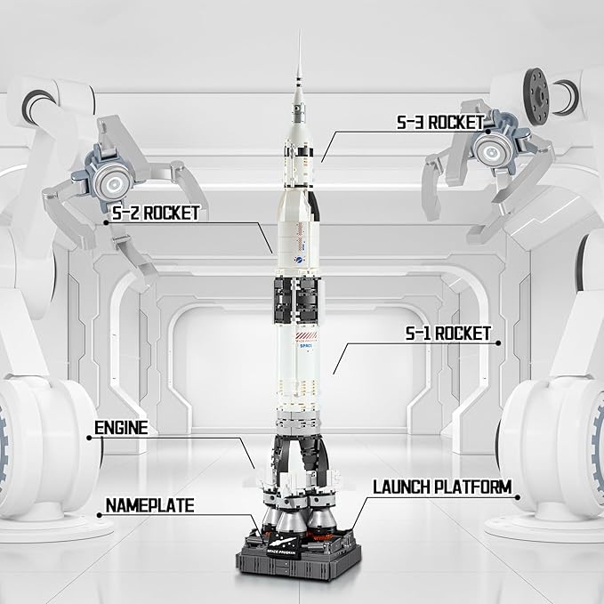 APENGBAOL Saturn V Space Rocket and Vehicles Building Blocks Set613 Precision Space Shuttle Building Block Toys for Kids .Gifts for Adults