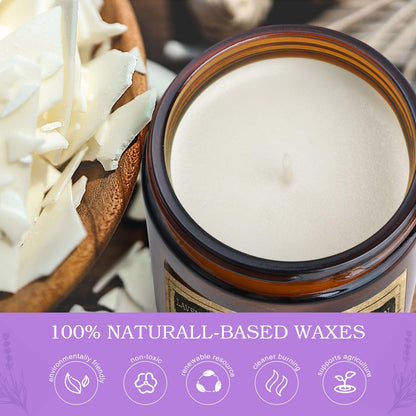 KOTKAS Amber Lavender Eucalyptus Candles for Home Scented - Aromatherapy Soy Candles Non Toxic Calming Candle Gifts for Women Relaxation Stress Relief Soothing Yoga Meditation Spa Bath Relaxing, 8oz