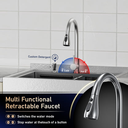 Laundry Sink with Cabinet, 26-Inch Wider Stainless Steel Utility Sink, Full Body Heavy Duty Design for Kitchen, Bathroom, Garage & Multi-Use Applications