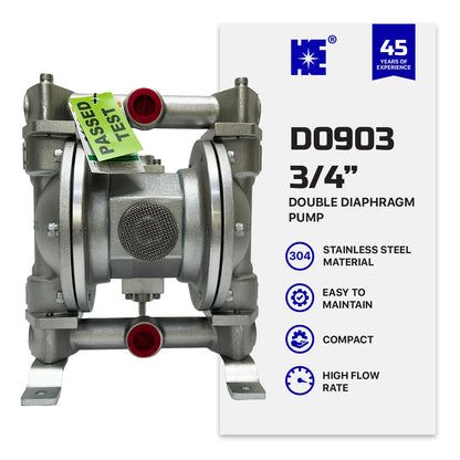 COSMOSTAR D0903 3/4" Double Air Diaphragm Pump, Aluminum Body, Teflon Ball, seat and Diaphragm, Pump Muffler, Pump, Chemical Pump, Waste Oil Pump, Pneumatic Oil Pump, Diaphragm Pumps