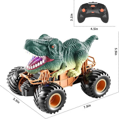 Bennol Remote Control Dinosaur Car 2.4Ghz RC Truck for Toddlers Electric Hobby RC Car Toys with Light &amp Sound Spray Birthday Gift for 3 4 5 6 7 8 Year olds Kids Boys Girl
