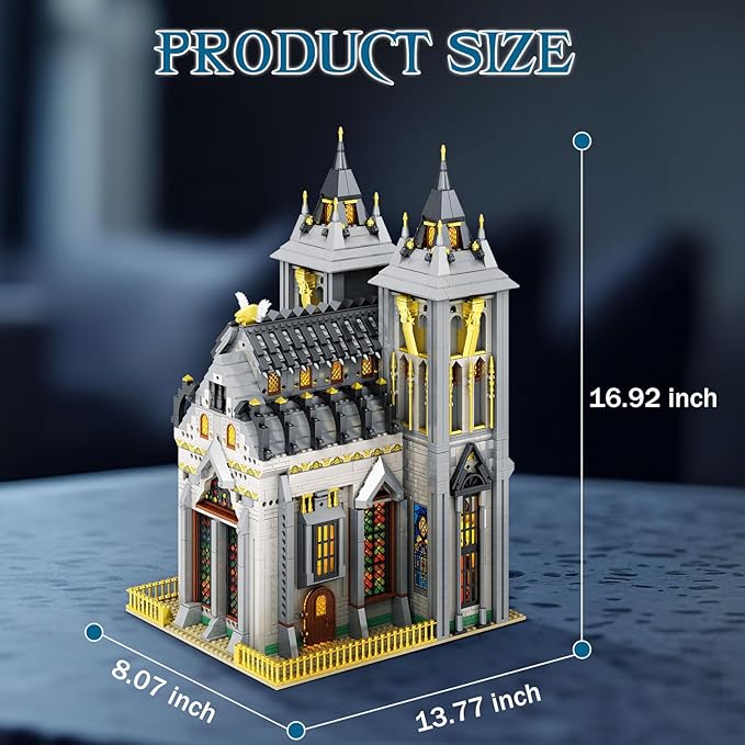 Reobrix Medieval Castle Building Block Set with LightArchitectural Model Kit 66027European Century ChurchConstruction Model for Adult and Teens Age of 14+Home DecorationIdea Art Gift3183 PCS