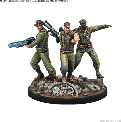 Marvel: Crisis Protocol Nick Fury Sr. &amp Howling Commandos Character Pack - Smash Hydra with This Elite Team! Tabletop Superhero Game Ages 14+ 2 Players 90 Min Playtime Made by Atomic Mass Gam