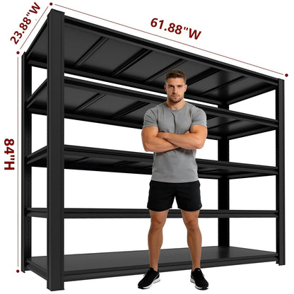 KLRFUA 5-Tier Garage Shelving Unit | Adjustable Garage Shelves, Storage Racks, 3,600-Pound Capacity, Dimensions: 84H x 61.88W x 23.88D, Metal Store Shelving, for Garage Storage (5T-84H*61.88W*23.88D)