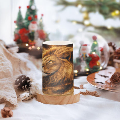 KGLDSNM Cosmic Lion Art LED Flameless Flickering Candle with Remote Timer Battery Operated for Indoor Outdoor Party Holiday Home Decor 2 Pack