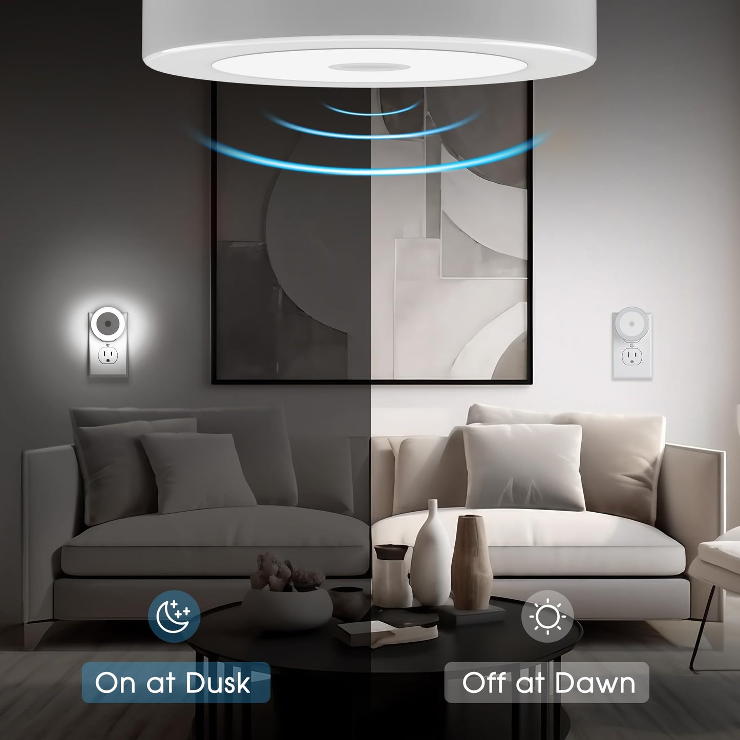 Briignite LED Baby Night Lights Plug into Wall [4Pack], Nightlight with Light Sensors for Kids Room, Bathroom Stair Lights, Hallway Light, Warm White