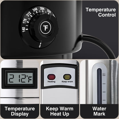Nalison Commercial Coffee Urn, 110-Cup 16L Fast Brew Stainless Steel Hot Beverage Dispenser with Thermometer-Electric Hot Water Urn for Wedding, Party, Catering Events with Easy Cleaning(Double Wall)