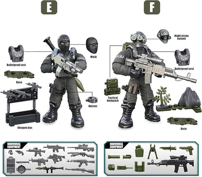 SWAT Model Equipment Assembly Building Block Toys8 PCS City Police Action Mini-Figures with Multiple Military Weapons AccessoriesParty Favors Set