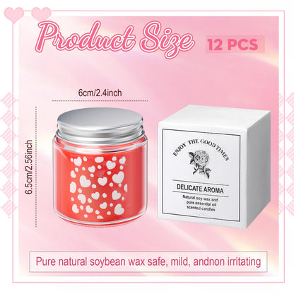 Sumind 12 Pcs Valentine's Scented Candle Gifts for Her Girlfriend Wife Long Lasting Burning Aromatherapy Heart Candle for Men Husband Boyfriend Romantic Anniversary Candles Gifts Valentine Deco