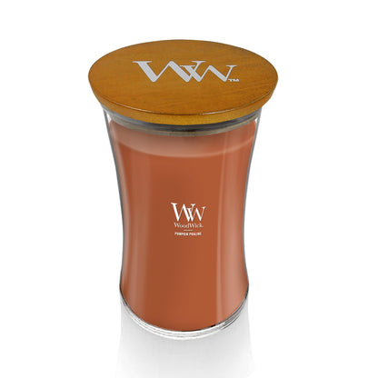 WoodWick Pumpkin Praline Holiday Candle Gifts for Women and Men, 21.5 oz Large Hourglass Candle with Crackling Wick