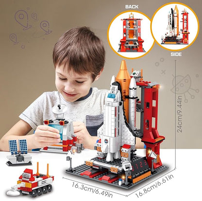 Space Exploration Shuttle Toys for 8-12 and 8-14 Years Boys Kids 1008pcs 7 Models Aerospace Building Set with Heavy Transport Rocket and Launcher Educational Construction Toy