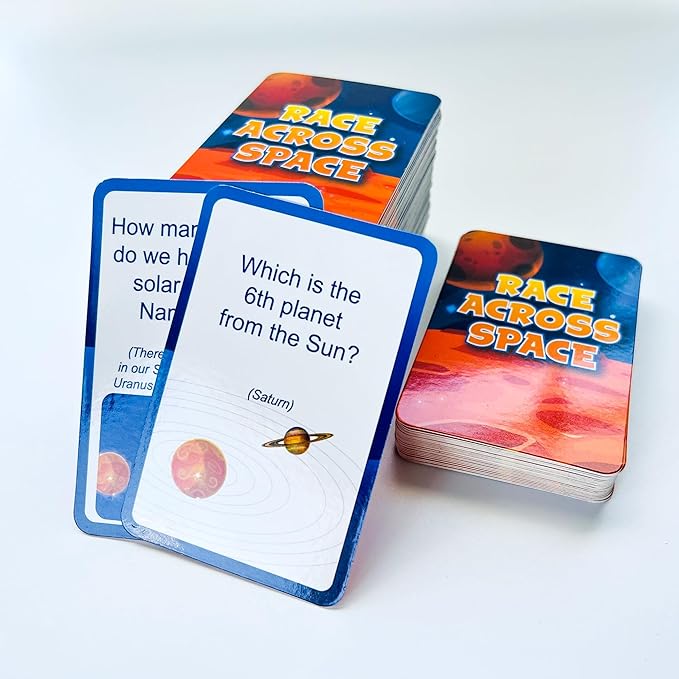 QUOKKA Space Board Game for Kids 8-12 - Learning Family Game for Teens and Adults - 130 Question Cards - Top Facts - Play Indoor &amp Outdoor - Educational Solar System Toy for 6 10 Year Olds