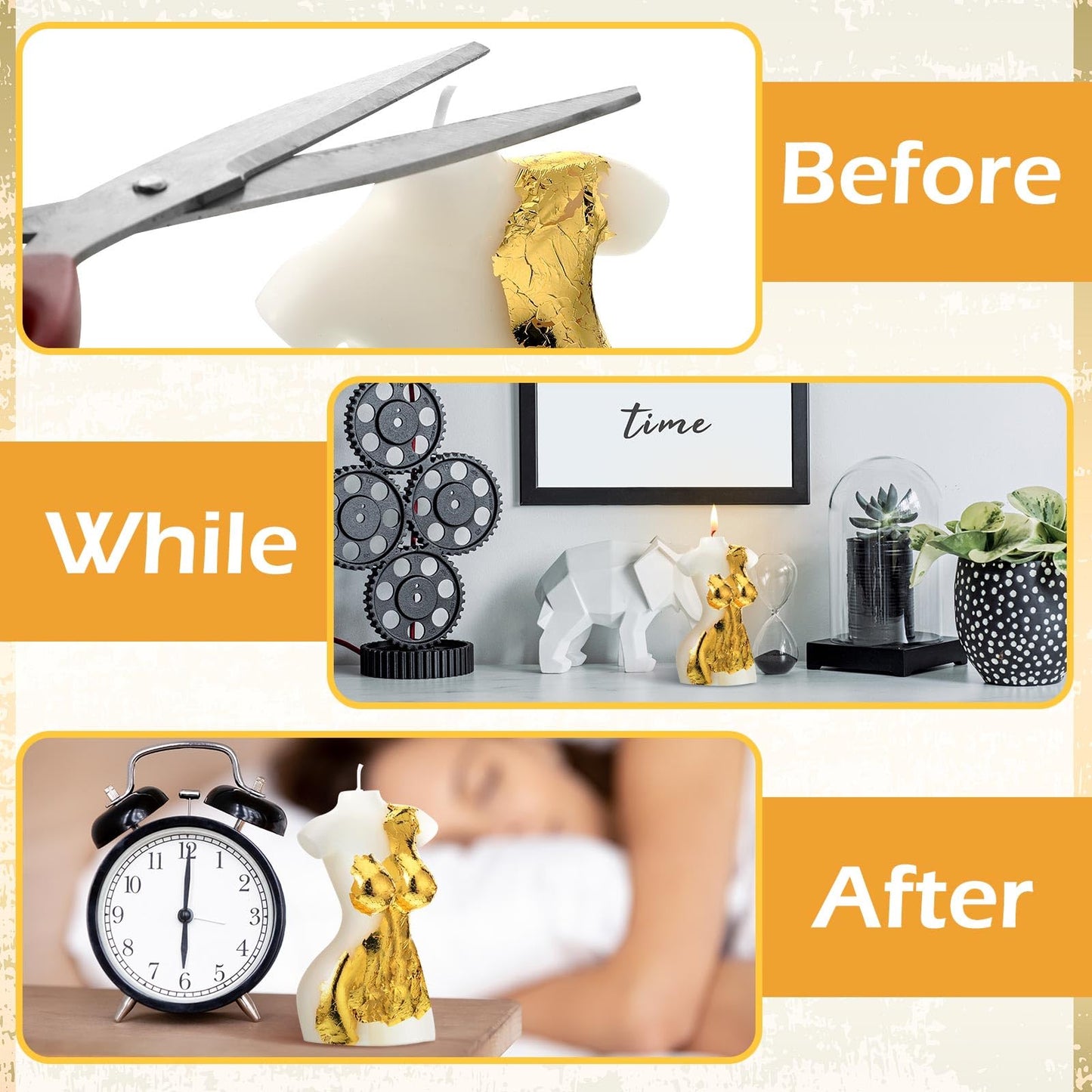 Nuanchu 2 Pcs Female Shaped Soy Wax Scented Candle Woman Bust Candle Handmade Scented Decorative with Gold Foil for Christmas Party Gifts Bedroom Bathroom Wedding Decor(Aesthetic,White)