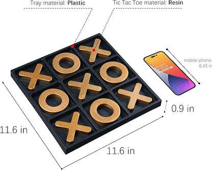 Classic Tic Tac Toe Game Resin Strategy and Fun Games for Kids Tabletop Board Games Party Favours for KidsGolden Tic-Tac-Toe Plastic Board Home DécorGold