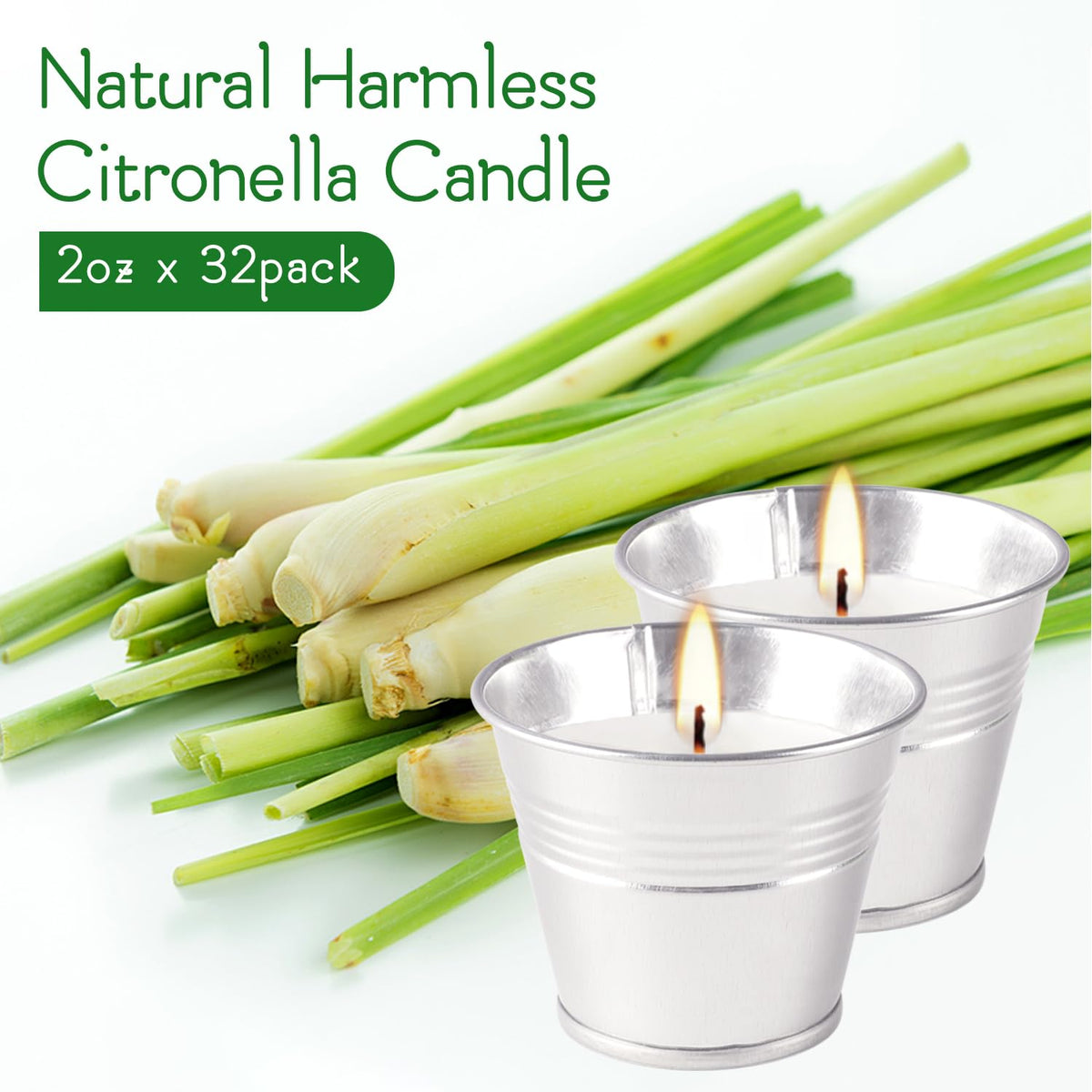 CAKETYCG Outdoors Citronella Candles 32Pack - Garden Citronella Scented Candles, Long Burning, 2 oz Small Tin Candles Gift Sets for Home Patio Yard Indoors, Balcony, Camping BBQ & Summer Parties.