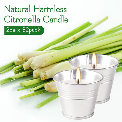 CAKETYCG Outdoors Citronella Candles 32Pack - Garden Citronella Scented Candles, Long Burning, 2 oz Small Tin Candles Gift Sets for Home Patio Yard Indoors, Balcony, Camping BBQ & Summer Parties.