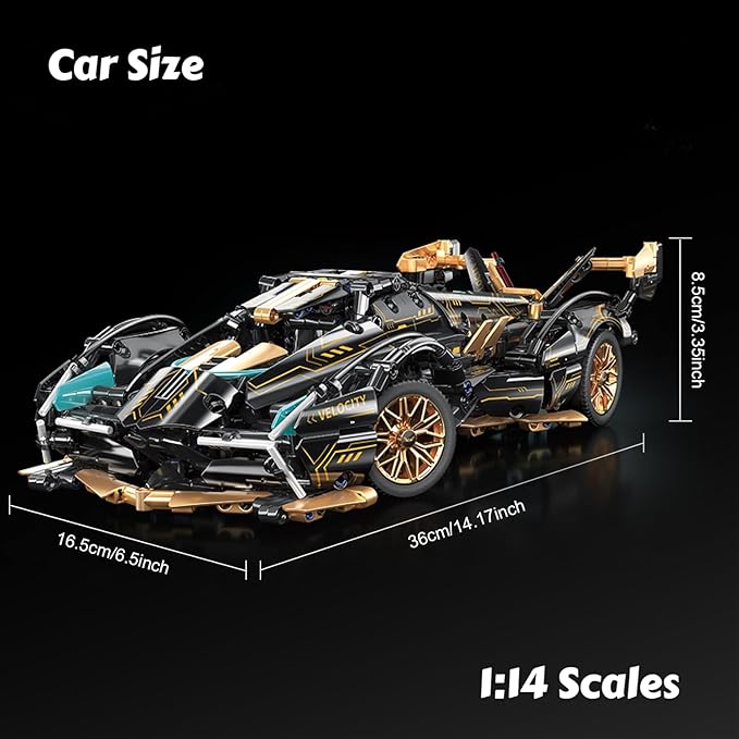 Sport Racing Car Building Block Sets for Adults Remote Control 1:14 Race Supercar Toys Kits with LED RC Collectible MOC Model Birthday for Boys Teens Men Age 8-12 12-1614+