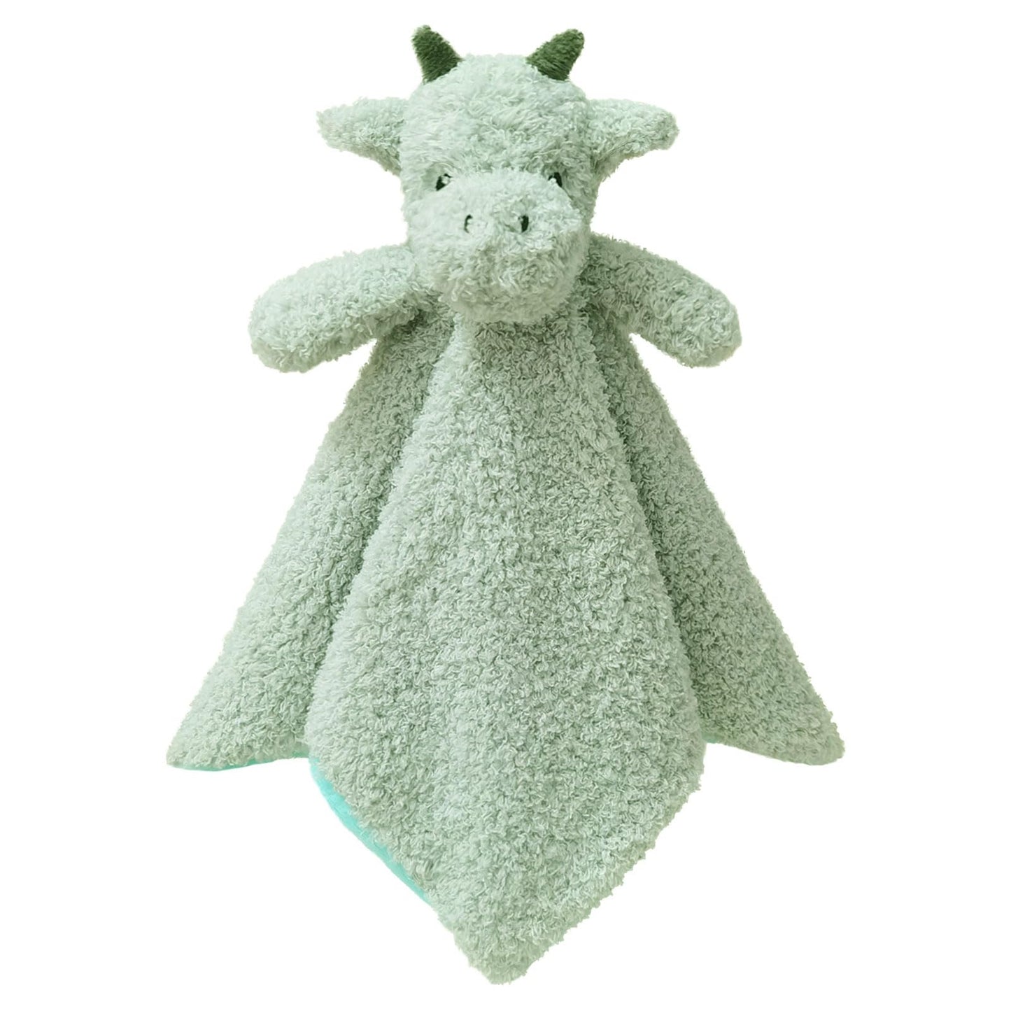 Doindute Baby Green Dragon Soft Stuffed Animal Security Blanket, Plush Dinosaur Character Lovey Blanket, Baby Shower/Nursery Gift, Newborn Infant Toddler Snuggle Blankie for Boys Girls, 14 Inches
