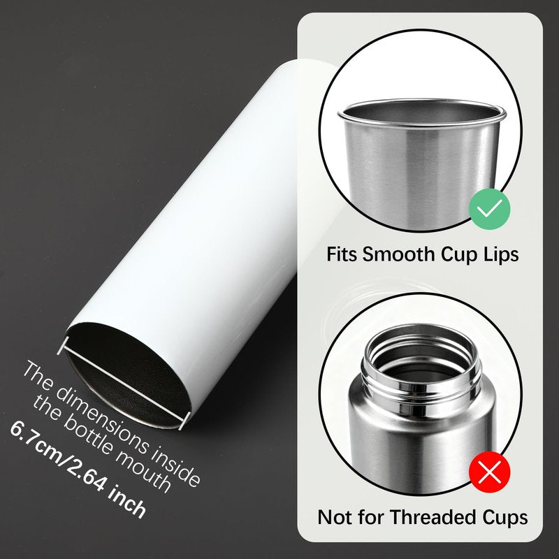 6 Pack 20 oz Skinny Tumbler Replacement Lids Plastic Splash Covers tops for 20 oz coffee cup lids Clear Cup Covers for 2.64 Inch Mouth Tumbler Cooler