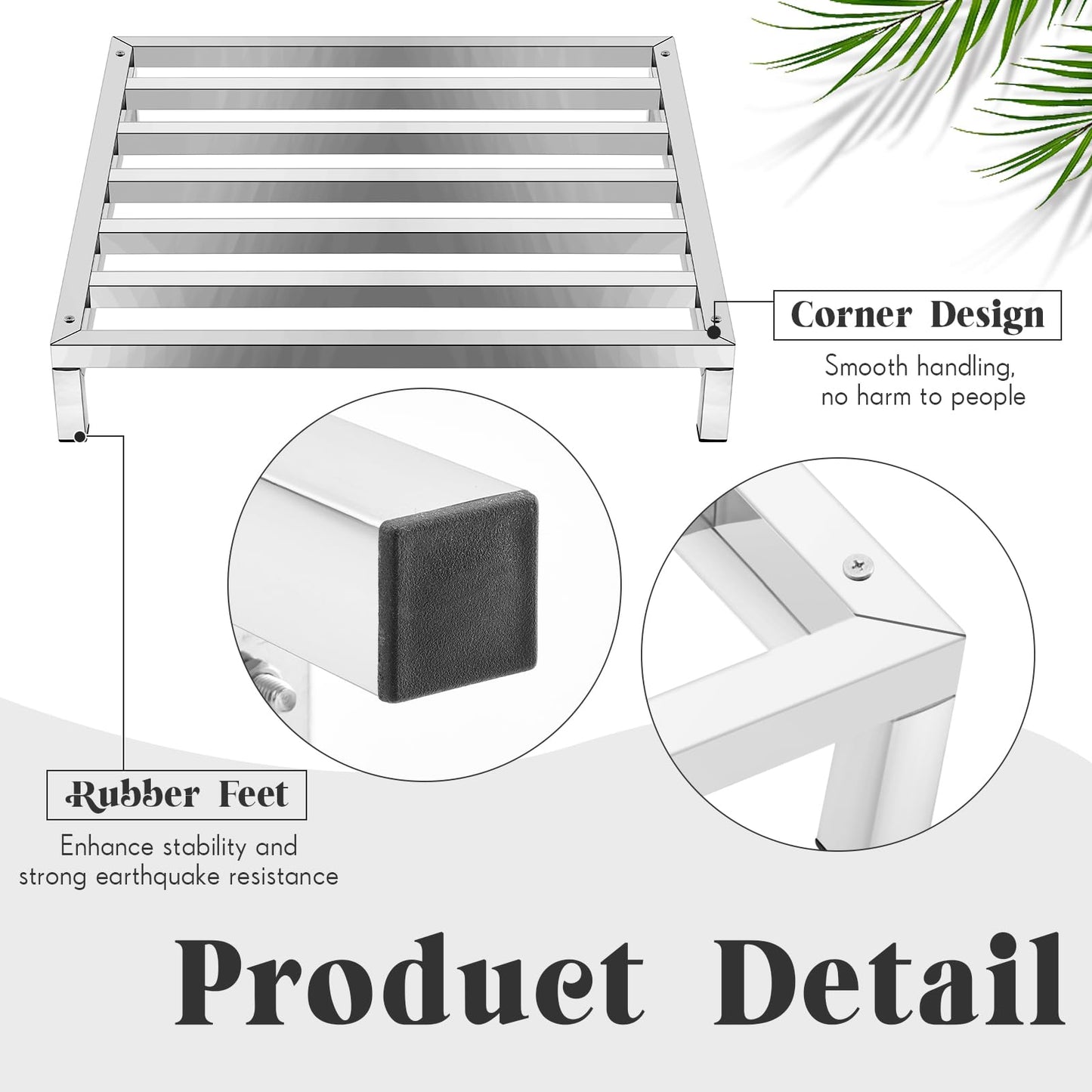 MorningRo 4 Pack Dunnage Rack 23.6" Long x 23.6" Wide, 3.9" Height Stainless Steel Shelf 3000+ Pound Capacity Commercial Food Floor Rack for Restaurants Kitchens Garages and Vehicles(Detacheable)