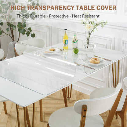 LovePads Clear Desk Mat 34 x 54 Inch, 1.5mm Thick Clear Table Protector, Waterproof Plastic Table Cover Protector, PVC Desk Protector Mat, Vinyl Desk Cover for Desktop, Coffee & Dining Table