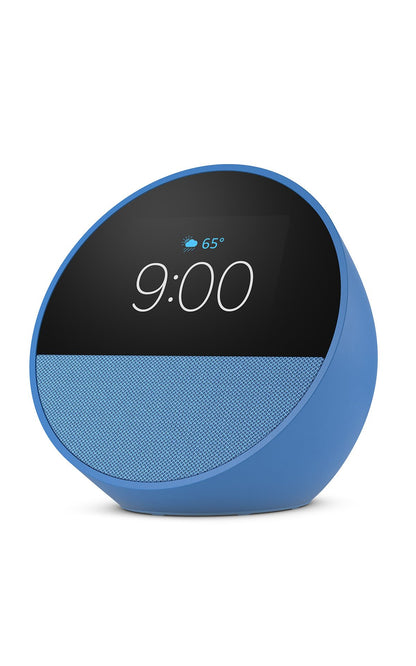 Like-New Amazon Echo Spot (newest model), Great for nightstands, offices and kitchens, Smart alarm clock, Designed for Alexa+, Ocean Blue