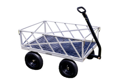 Yard Commander - Heavy Duty 1200lb Steel All Terrain Utility Cart, Garden Wagon, 9 cu ft Bed, Easy Assembly, Removable Side Panels, 45° Dump Angle, 2-in-1 Convertible Handle for Towing