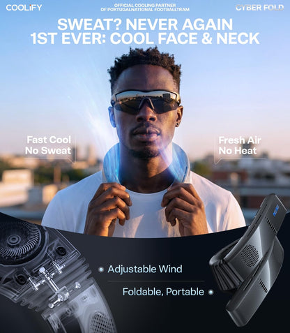TORRAS 2026 COOLiFY Cyber Fold AI Neck Air Conditioner, Ultimate Cooler Max Cooling Area, Neck & Face Cooler with Adjustable Strong Wind, Rechargeable Neck Fan for Travel Gift for Dad, Husband,Black