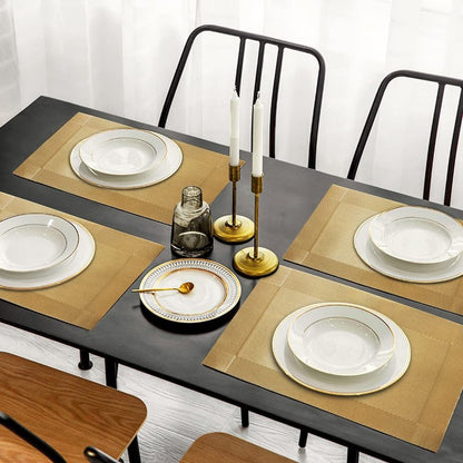 Trophable Placemats Set of 6, Table Placemats Heat Resistant Woven Placemats Washable PVC Place Mats Woven Vinyl Placemats Non-Slip Stain Resistant Kitchen Table Placemats Easy to Clean…