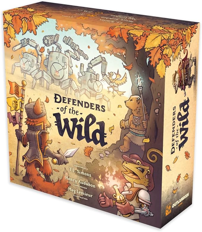 Outlandish Games: Defenders of The Wild - Fantasy Area Control Board Game Card Driven Co-Op Game of Animals Against Machines Age 14+ 1-4 Players