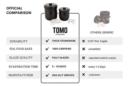 TOMO Fermentation Crock with Weights - Ceramic Sauerkraut Pickling Crock - Stoneware Kombucha Brewing (3L)