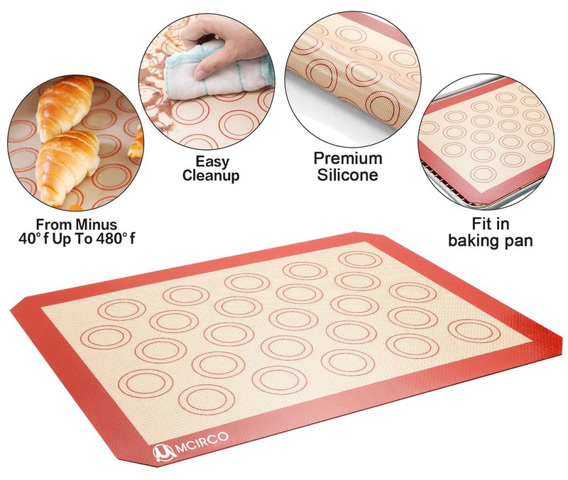 MCIRCO 6 Piece Stainless Steel Baking Sheet with Rack with Silicone Baking Mat Set (2 Pans + 2 Racks + 2 Mats), 17.3 x 13 x 1 Inch Cookie Sheet with Cooling Rack, Easy Clean