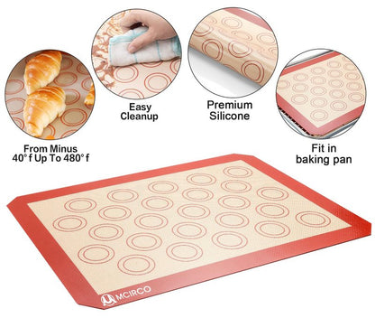 MCIRCO 6 Piece Stainless Steel Baking Sheet with Rack with Silicone Baking Mat Set (2 Pans + 2 Racks + 2 Mats), 17.3 x 13 x 1 Inch Cookie Sheet with Cooling Rack, Easy Clean
