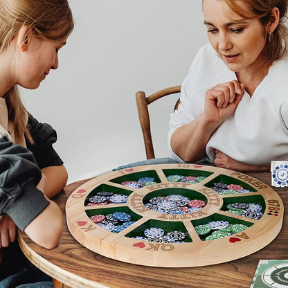 Giant Michigan Rummy Deluxe Board Game Set : Wooden Game Board + 2 Boxes of Playing Chips (200 Pieces) + 1 Deck of Poker + 1 Game Manual. The Perfect Blend of Rummy and Poker Perfect for Family Game