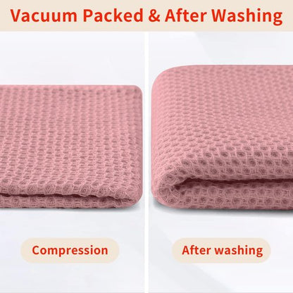 Homaxy 100% Cotton Waffle Weave Kitchen Dish Towels, Ultra Soft Absorbent Quick Drying Cleaning Towel, 13 x 28 Inches, 4-Pack, Dried Rose