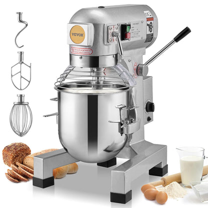 VEVOR Commercial Food Mixer 30Qt, Commercial Mixer with 3 Adjustable Speeds, 1100W Dough Mixer,Commercial Stand Mixer with Stainless Steel Bowl