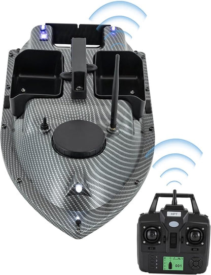 RC Bait Boat 600m/1968ft Long-Distance Control Surf Fishing Bait Boat 4.4LBS Loading Capacity with Dual 5200mAh Battery and LCD for Lake/Ocean Angling Auto Navigation (Gray)