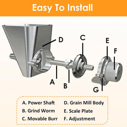 Ezato 2026 Grain Mill Attachment for KitchenAid Stand Mixer, All Metal 9 Levels Flour Mill for KitchenAid, Fit for Grinding Wheat, Corn, Oats, Millet, Coffee Beans