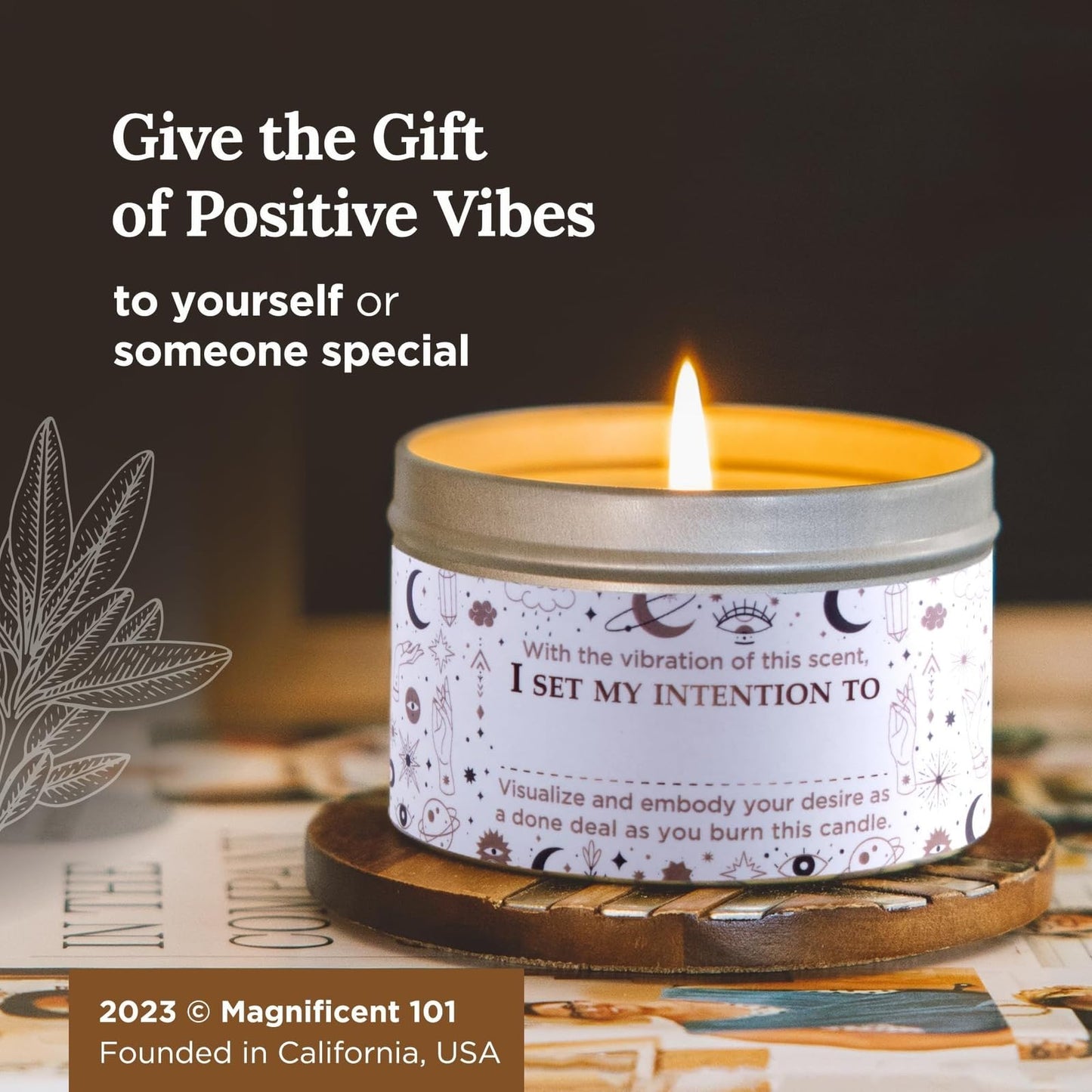 MAGNIFICENT 101 Moon Ritual Soy Wax Smudge Candle - 6 Oz White Tin - 35-Hour Burn & Energy Cleansing - Manifestation & Meditation Candle