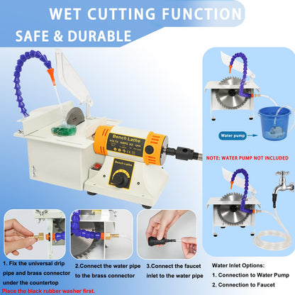Lapidary Saw for Jewelry Crafts, 750W Lapidary Equipment with Jade Carving Kit, 110V Gem Cutting Machine with Water Cooling, Mini Table Saw for Jewelry Stone
