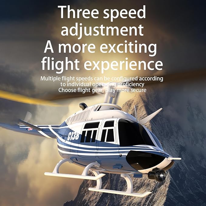 C138 Remote Control Helicopter Bell206 Helicopter 2.4GHz 4CH Single Propeller Aileron RC Aircraft One Click Roll Takeoff and Landing Six-axis Gyroscope Air Pressure Setting